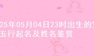 2025年05月04日23时出生的宝宝五行起名及姓名鉴赏