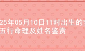 2025年05月10日11时出生的宝宝五行命理及姓名鉴赏