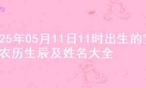 2025年05月11日11时出生的宝宝农历生辰及姓名大全