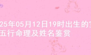 2025年05月12日19时出生的宝宝五行命理及姓名鉴赏