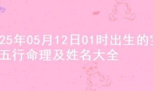2025年05月12日01时出生的宝宝五行命理及姓名大全
