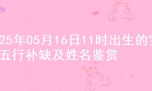 2025年05月16日11时出生的宝宝五行补缺及姓名鉴赏