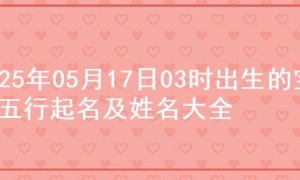 2025年05月17日03时出生的宝宝五行起名及姓名大全