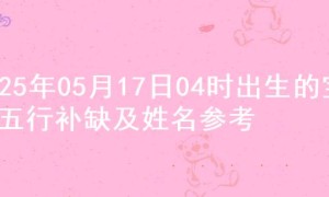 2025年05月17日04时出生的宝宝五行补缺及姓名参考