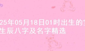 2025年05月18日01时出生的宝宝生辰八字及名字精选