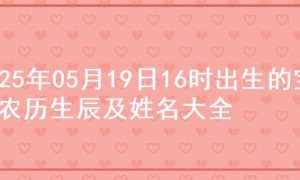 2025年05月19日16时出生的宝宝农历生辰及姓名大全