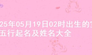 2025年05月19日02时出生的宝宝五行起名及姓名大全