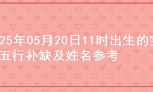 2025年05月20日11时出生的宝宝五行补缺及姓名参考