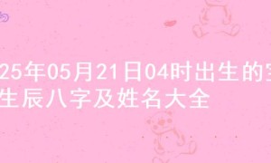 2025年05月21日04时出生的宝宝生辰八字及姓名大全
