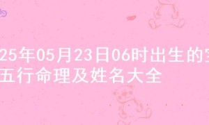 2025年05月23日06时出生的宝宝五行命理及姓名大全