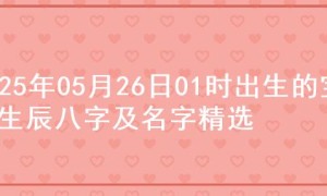 2025年05月26日01时出生的宝宝生辰八字及名字精选