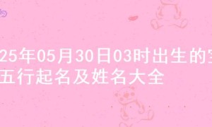 2025年05月30日03时出生的宝宝五行起名及姓名大全