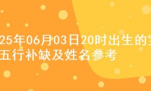 2025年06月03日20时出生的宝宝五行补缺及姓名参考