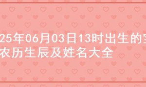 2025年06月03日13时出生的宝宝农历生辰及姓名大全