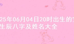 2025年06月04日20时出生的宝宝生辰八字及姓名大全