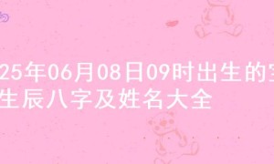 2025年06月08日09时出生的宝宝生辰八字及姓名大全