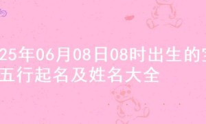 2025年06月08日08时出生的宝宝五行起名及姓名大全