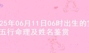 2025年06月11日06时出生的宝宝五行命理及姓名鉴赏