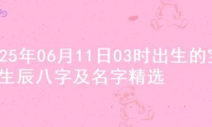 2025年06月11日03时出生的宝宝生辰八字及名字精选