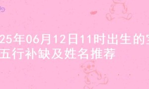 2025年06月12日11时出生的宝宝五行补缺及姓名推荐