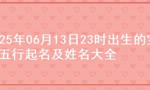 2025年06月13日23时出生的宝宝五行起名及姓名大全