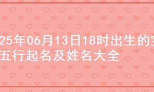 2025年06月13日18时出生的宝宝五行起名及姓名大全