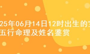 2025年06月14日12时出生的宝宝五行命理及姓名鉴赏