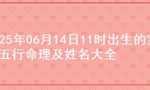 2025年06月14日11时出生的宝宝五行命理及姓名大全