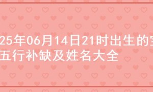 2025年06月14日21时出生的宝宝五行补缺及姓名大全