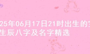 2025年06月17日21时出生的宝宝生辰八字及名字精选