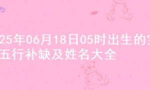 2025年06月18日05时出生的宝宝五行补缺及姓名大全