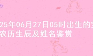 2025年06月27日05时出生的宝宝农历生辰及姓名鉴赏