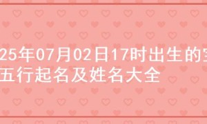 2025年07月02日17时出生的宝宝五行起名及姓名大全