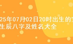 2025年07月02日20时出生的宝宝生辰八字及姓名大全