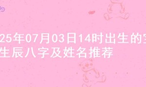 2025年07月03日14时出生的宝宝生辰八字及姓名推荐
