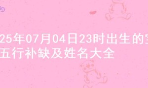 2025年07月04日23时出生的宝宝五行补缺及姓名大全