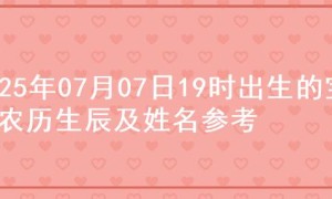 2025年07月07日19时出生的宝宝农历生辰及姓名参考