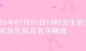 2025年07月07日14时出生的宝宝农历生辰及名字精选