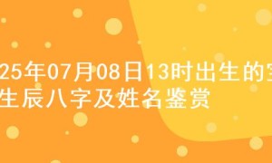 2025年07月08日13时出生的宝宝生辰八字及姓名鉴赏