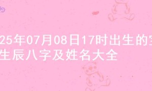 2025年07月08日17时出生的宝宝生辰八字及姓名大全