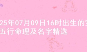 2025年07月09日16时出生的宝宝五行命理及名字精选