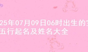 2025年07月09日06时出生的宝宝五行起名及姓名大全
