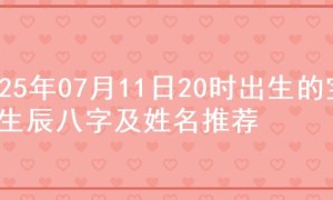 2025年07月11日20时出生的宝宝生辰八字及姓名推荐