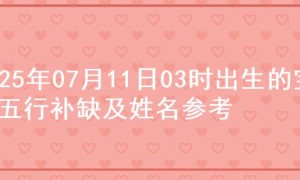 2025年07月11日03时出生的宝宝五行补缺及姓名参考