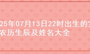2025年07月13日22时出生的宝宝农历生辰及姓名大全