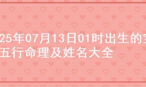 2025年07月13日01时出生的宝宝五行命理及姓名大全
