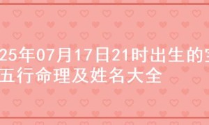 2025年07月17日21时出生的宝宝五行命理及姓名大全