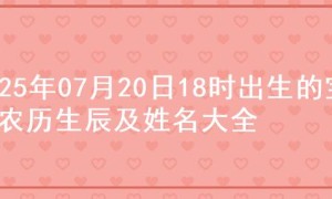 2025年07月20日18时出生的宝宝农历生辰及姓名大全