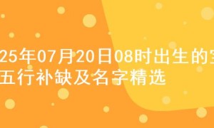 2025年07月20日08时出生的宝宝五行补缺及名字精选