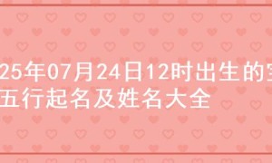 2025年07月24日12时出生的宝宝五行起名及姓名大全